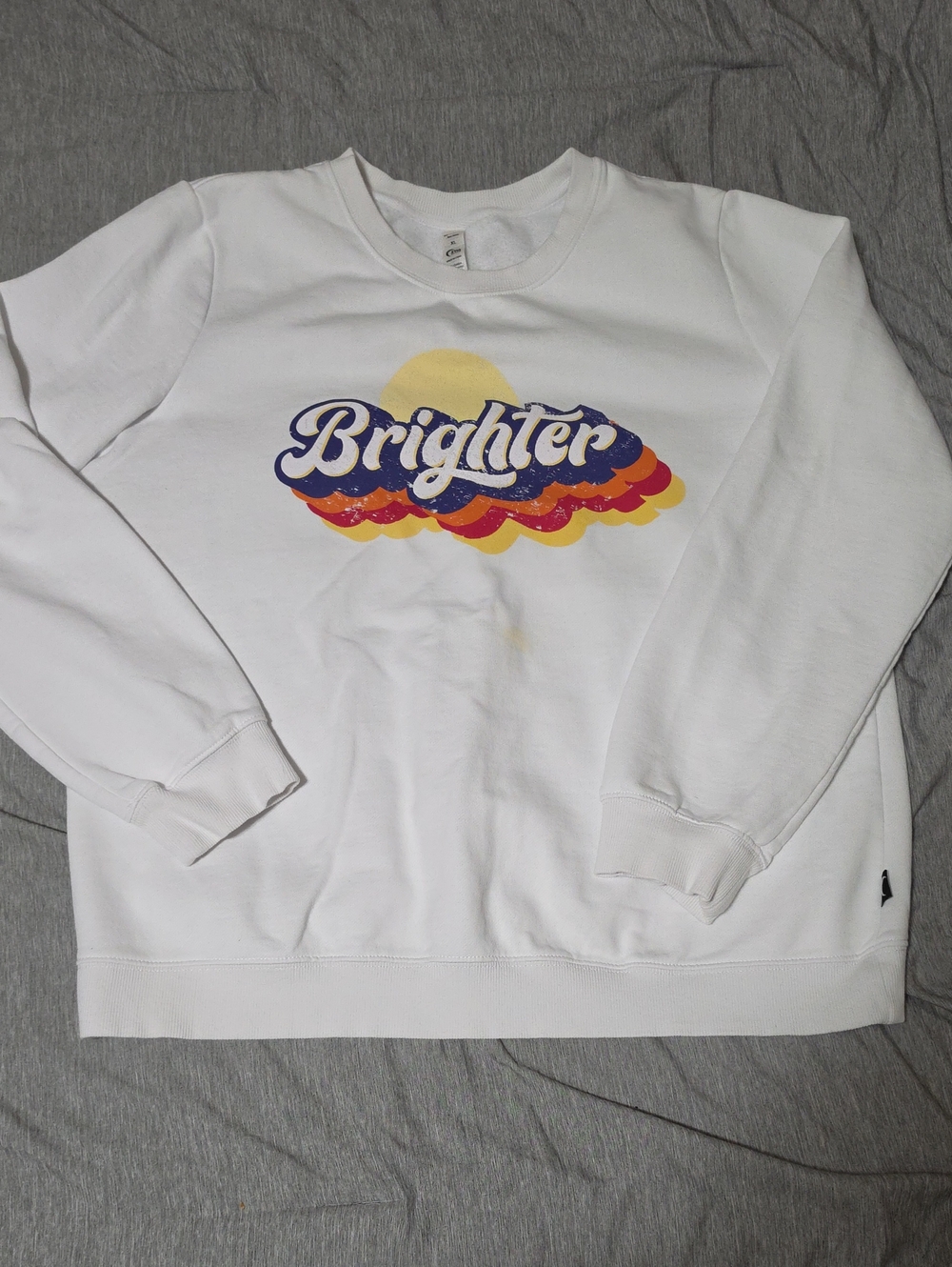 Zyia Women's White 'Brighter' Crewneck Graphic Sweatshirt